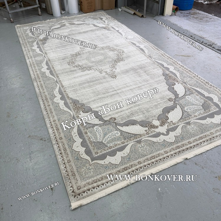 Ковер Турция Для Гостиной Дизайн 92 Серый с Голубым