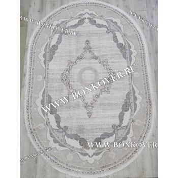 Ковер Турция Для Гостиной Дизайн 91 Серый с Бежевым Овал