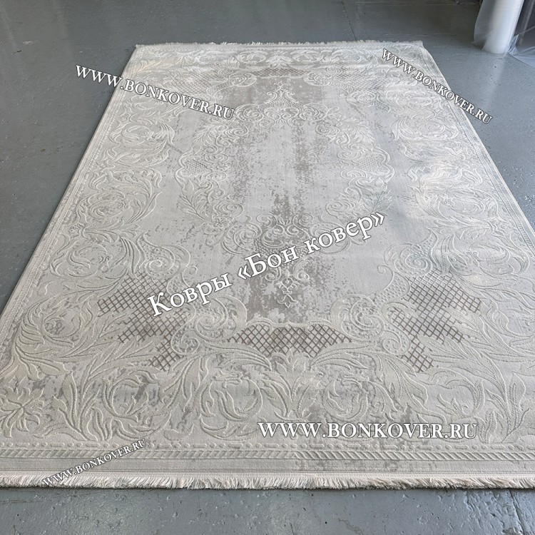 Ковер Турция Для Гостиной Дизайн 96 Белый со Светло-серым