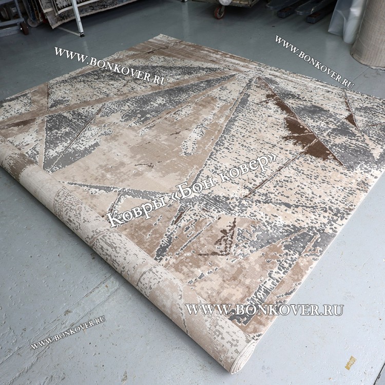 Турецкий Ковер Для Гостиной Дизайн 48 Серый с Коричневым